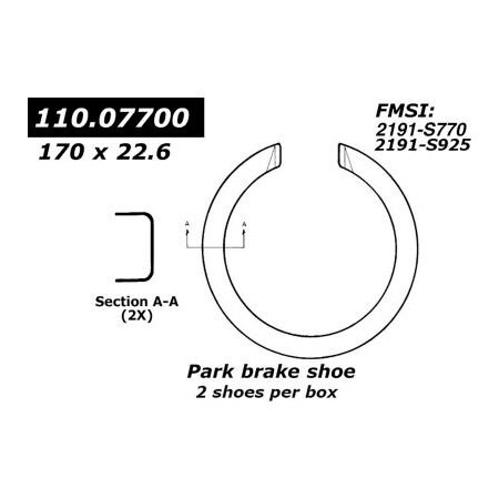 Centric Centric Premium Parking Brake Shoes, Centric Parts 111.07700 111.077